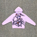 Saint Michael Hoodie Hand Painted Graffiti Printing Pretty Girl Warrior Hooded Sweater