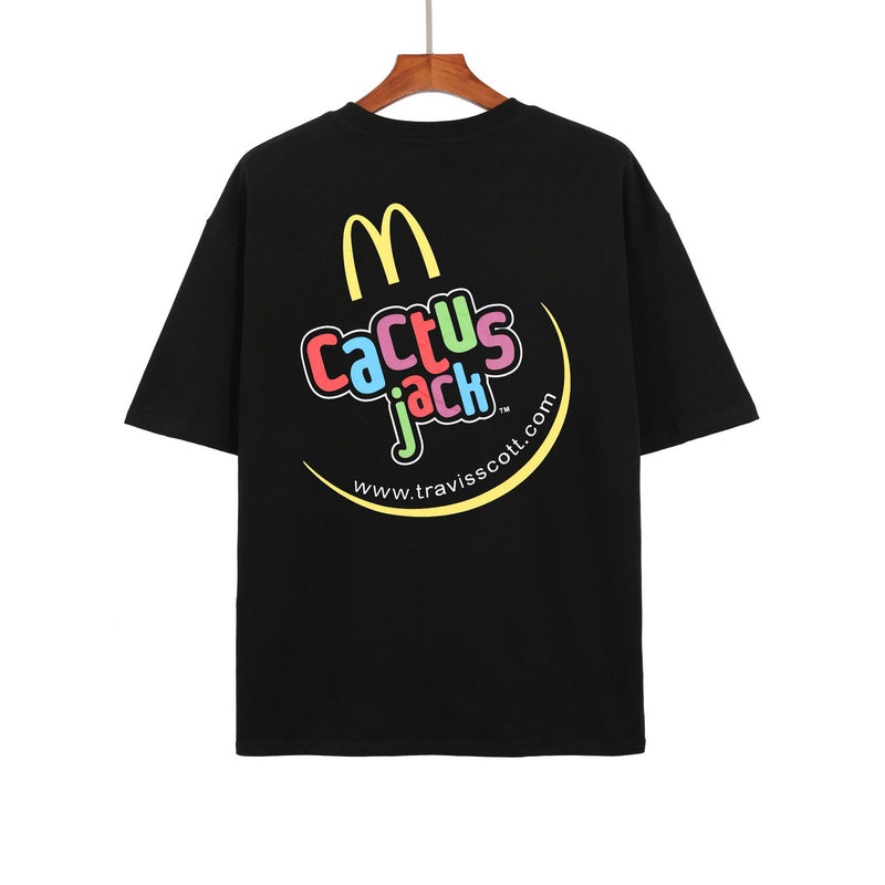 Cactus Jack McDonalds Shirt Travis Scott Cactus Jack Short Sleeve Smiley Face Loose-Fitting Casual T-shirt