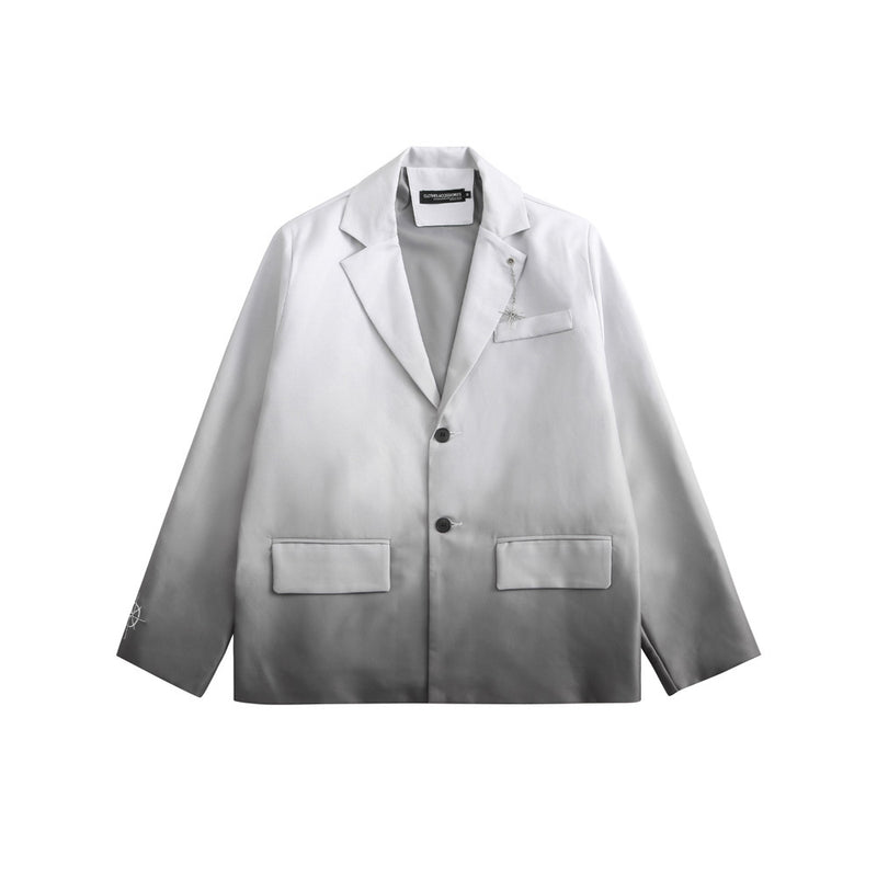 Men's Casual Suit Man Blzer Gradient Tie-Dye Blazer Men's Loose Lapels Jacket Casual Small Suit