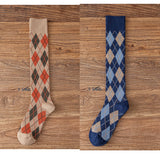 Winter Thick Knit Thigh High Socks Long Stockings Boot Fall Diamond Lattice Thigh High Socks Japanese Harajuku Socks
