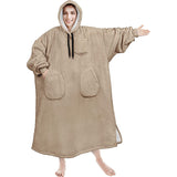 Hoodies Blankets Autumn and Winter Solid Color Plaid Lazy Blanket Hooded Multi-Pocket Casual