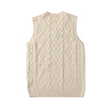 Men Sweater Vest Solid Color Sweater Vest Men's Loose V-neck Sleeveless Sweater BF Idle Style Waistcoat Vest