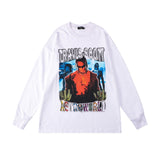 Mens Fall Outfits Vintage Printed Oversize Long Sleeve Bottoming Shirt Top T-shirt for Men