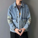 Paisley Denim Jacket Spring and Autumn Denim Jacket Men's Loose Jacket