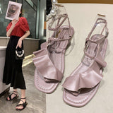 Women Open Toe Sandals Flats Summer Ruffles Flat Large Size Sandals