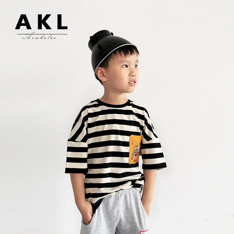 Children T Shrits Children's Clothing Summer round Neck Short Sleeves Cartoon T-shirt