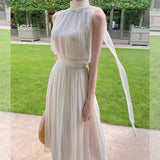 Marilyn Monroe Dress White Halter Dress Women's Long Dress