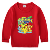 Children Pokemon Pikachu Hoodie Spring and Autumn Undershirt Boys and Girls T-shirt