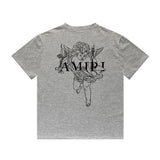 Amiri T Shirt Angel Sketch Printed Casual Hip Hop Short Sleeve T-shirt