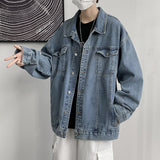 Denim Varsity Jacket Men's Denim Jacket Loose Jacket Versatile Casual Baseball Uniform
