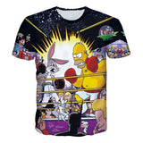 Homer Simpson Shirt Summer Digital Printing Loose Breathable round Neck