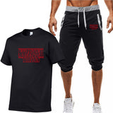 Stranger Things T Shirt Summer Fashion Printed Stranger Things Cotton Short Sleeve T-shirt Cropped Pants Suit