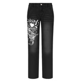 Julia Fox Low Rise Trousers Printed Loose Trousers Jeans