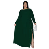 Nina Parker plus Size Dresses Slit Loose Casual Dress Set