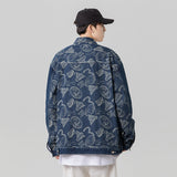 Denim Jacket Men's Autumn and Winter Jacquard Loose Student Top All-Matching Jacket