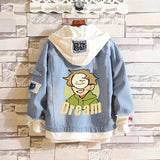 Comic Denim Jacket Dreamwastaken Man and Woman Cartoon Denim Coat Top