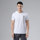 Sweat Wicking Shirt Ice Silk Hooded Short-Sleeved Hoodie Men's Summer Running