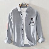 White Work Shirts Spring/Summer Men's Casual Printed Long-Sleeved Shirt