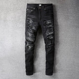 Amiri Jeans Casual Hip Hop Splash-Ink Painted Slim Jeans Men
