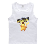 Children Pokemon Pikachu T Shirt Cotton Leisure Solid Color Sports Vest