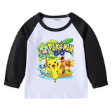 Children Pokemon Pikachu Hoodie Cotton Long Sleeve T-shirt Neutral Spring and Autumn