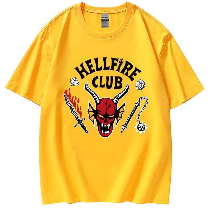 Stranger Things Hellfire Club T Shirt Printed Men'S And Women'S Sports Short Sleeve