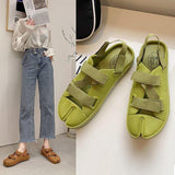 Women Open Toe Sandals Flats Round Toe Flat Bottom Casual Sandals