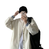 Beige Varsity Jacket Vintage Baseball Uniform Men's Spring and Autumn Retro Hiphop Top Oversize Jacket