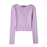 Women Fall Fall Fall Six Colors Peach Collar Thread Knitted Vest Slim-Fit Crop-Top