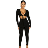 Summer Pure Color Tight Sexy Lace-up Tight Trousers Jumpsuit