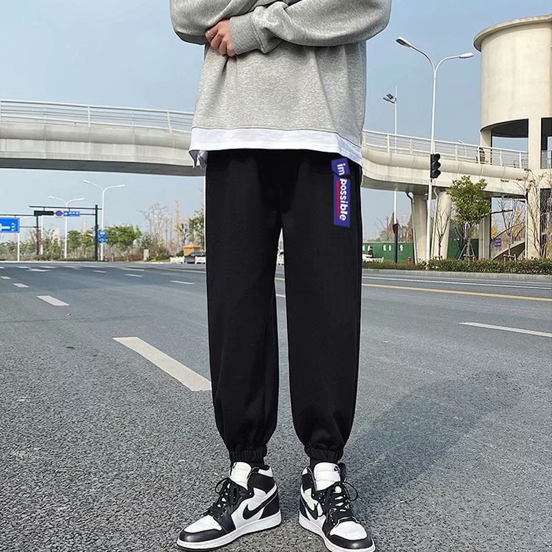 Men Pants Cotton Autumn Printed Sweatpants Loose Casual