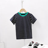 Children T Shrits Men's Summer Striped Short Sleeve T-shirt Short Sleeve