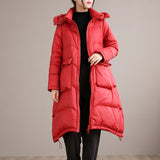 Women Winter Coats Puffer Jacket Down Coat Lightweight Down Jacket Ladies Hooded Mid-Length White Duck Down Coat