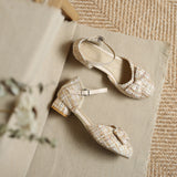 Flat Dress Sandals Spring and Summer Low Heel Buckle Bow Sandals for Women