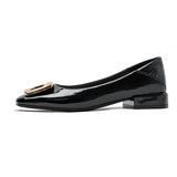 Nude Block Heels Closed Toe Spring Patent Leather Chunky Heel Leather Shoes Casual Shoes