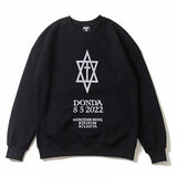 Kanye West Donda Listening Event Long Sleeve Tshirt Cross Pentagram Printed Loose round Neck Sweater Fog