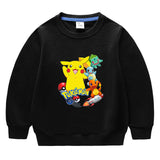 Children Pokemon Pikachu Hoodie Spring and Autumn Solid Color round Neck Sweater