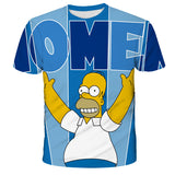 Homer Simpson Shirt Summer Cartoon Anime Print Casual round Neck Short Sleeve