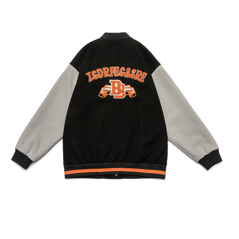 Vintage Letterman Jacket Autumn Color Matching Printed Baseball Uniform