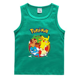 Children Pokemon Pikachu T Shirt Cotton Sweat Absorbing Sports Vest
