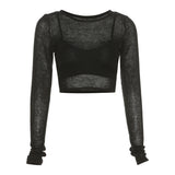 Music Festivals Rave Outfits Girls Tops Winter Women's Clothing Fashion Long Sleeve T-shirt Female