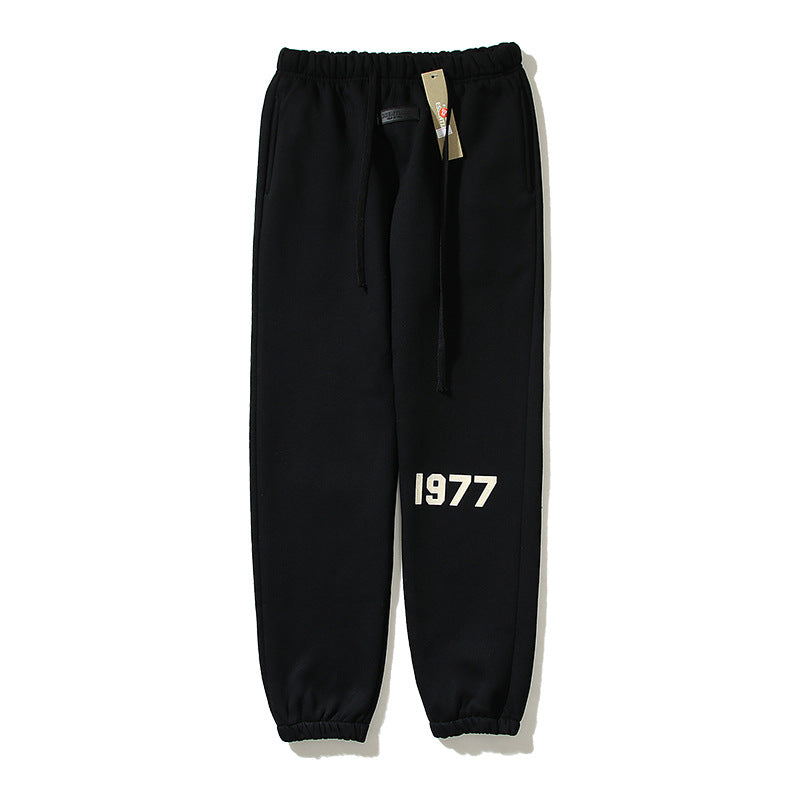 Kanye West Sunday Service Pant 1977 Flocked Printed Duplex Trousers Leisure Tappered Fleece Lined