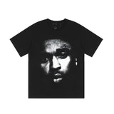 Vlone T Shirts Portrait Printing Short Sleeve T-shirt Men and Women Couple High Street Loose Hip Hop Large V Half Sleeve