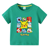Children Pokemon Pikachu T Shirt Children's Summer Clothing Short Sleeve T-shirt Men's and Women's T-shirt