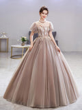 Women's Evening Dress Ball Gown Princess Quinceanera Wedding Dresses Theme Costume Solo Tulle Tutu Dress Banquet Host Long Evening Dress