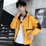 Yellow Varsity Jacket Men's Autumn Coat All-Matching Work Clothes Casual Jacket Top