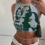Music Festivals Rave Outfits Girls Tops Summer Women's Fashion Printed Short Vest