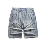 Men Shorts Summer Stripes Shorts Casual Straight-Leg Jeans Men