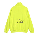 Rhude Hoodie Stand Collar Zipper Embroidery Stitching Sweater for Men and Women Autumn and Winter