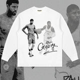 Paul George Shirt Small Neckline Long Sleeve T-shirt Chalk Loose Shoulder Pure Cotton
